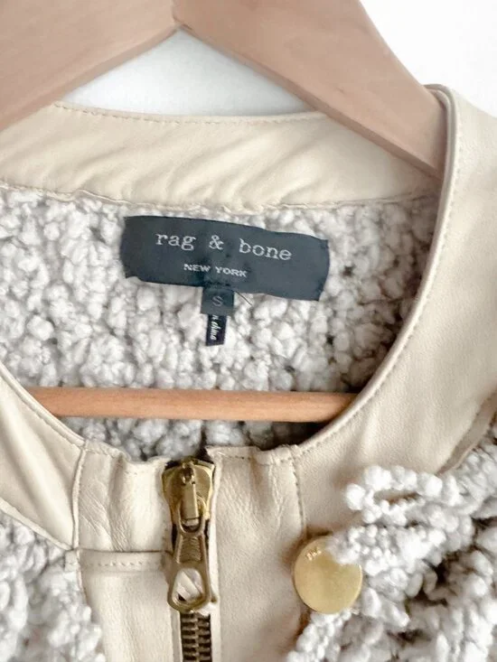 Rag and Bone Textured Leather Trim Jacket S - Picture 4 of 7